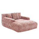 Chenille Interior Lazy Sofa Chaise Longue Armchair With 3 Pillows And Armrests