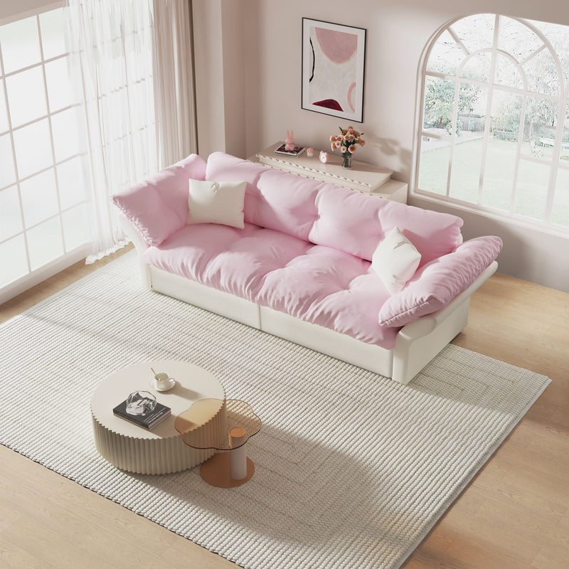 Queen Pull Out Sofa Bed, 3 In 1 Convertible Sleeper Tufted With 2 Soft Pillows