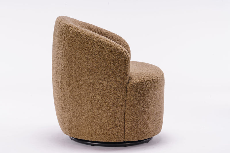 Teddy Fabric Swivel Accent Armchair Barrel Chair With Powder Coating Metal Ring