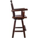Rustic Bar Stool, Fir Wood Construction, Wide Armrest