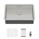 Ada-Compliant 23" Undermount Sink, Low Depth Single Bowl - Brushed Nickel
