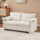 Modern Loveseat Sofa 2 Seater Plush Chenille Fabric Couch With High Density Foam Cushions - Ivory White