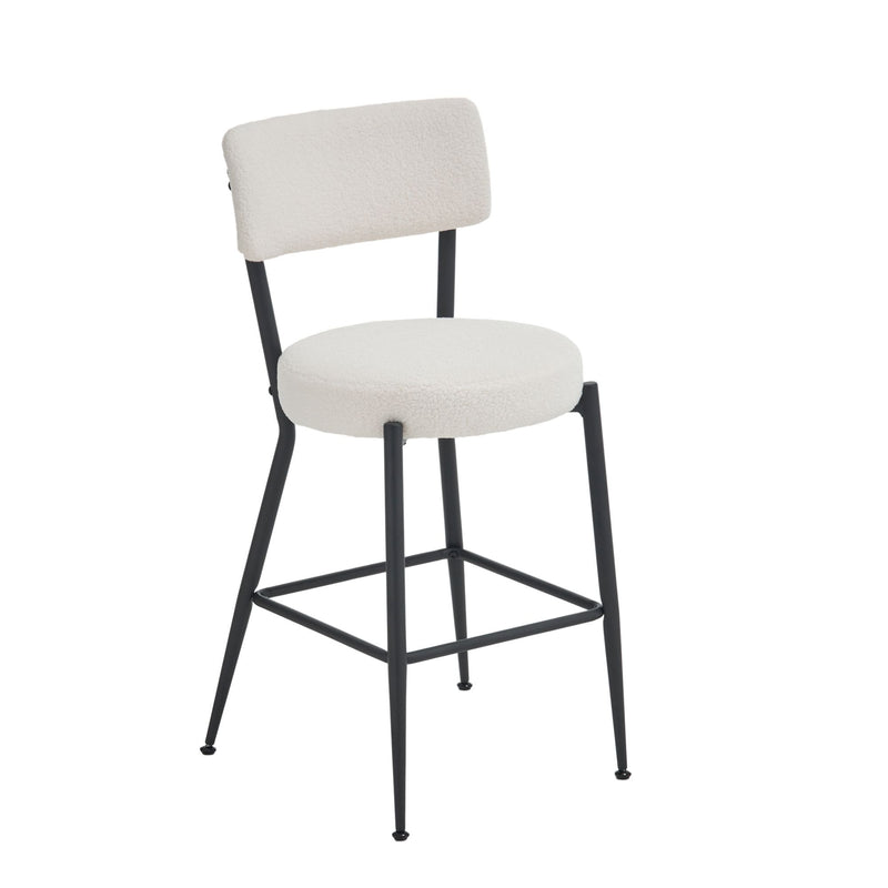 Modern Teddy Fabric Upholstered Bar Stools - Black Legs