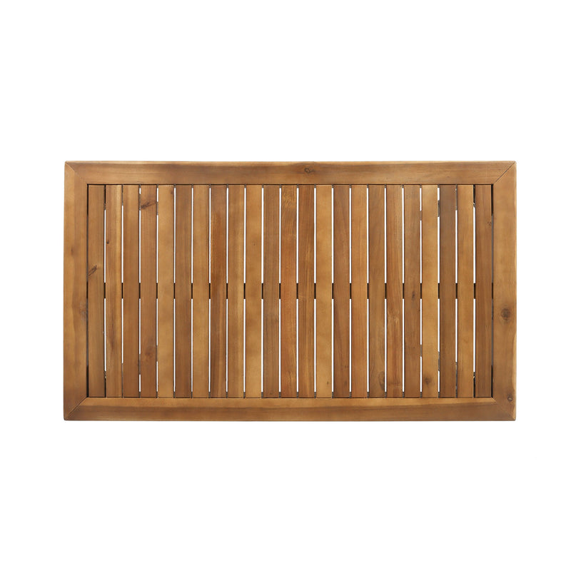 Outdoor Minimalist Acacia Wood Rectangle Bar Table, Durable Hardwood - Teak