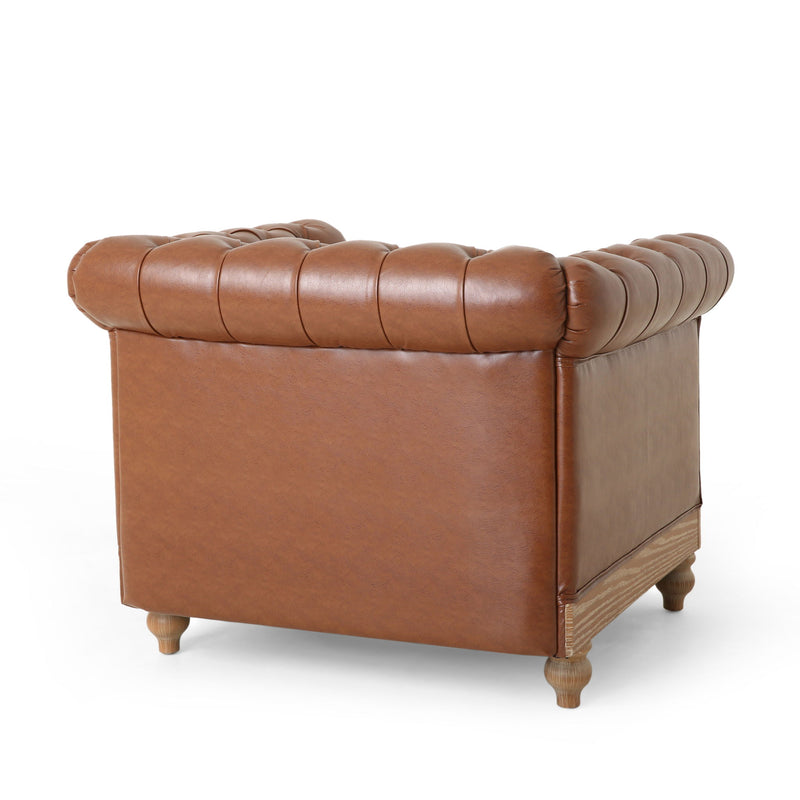 Luminex - Tufted Upholstered Club Chair With Nailhead Accents And Scrolled Tuxedo Arms