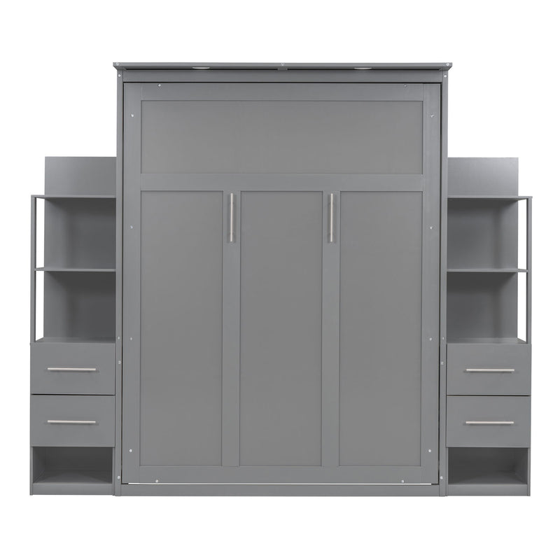 Murphy Wall Bed With Shelves, Drawers And LED Lights
