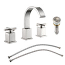 2 Handle Widespread Bathroom Faucet With Pop Up Drain And 2 Water Supply Lines - Brushed Nickel