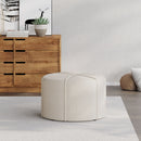Contemporary Ottoman With Tonal Piping And Button Tuft Design