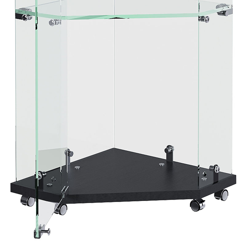 5 Tier Diamond Glass Display Case With 5 Dynamic LED Modes - Black