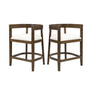 Modern Rubberwood Counter Stool Set With Upholstered Seats