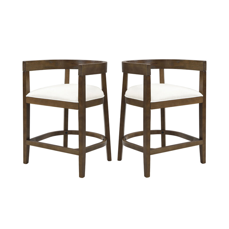Modern Rubberwood Counter Stool Set With Upholstered Seats