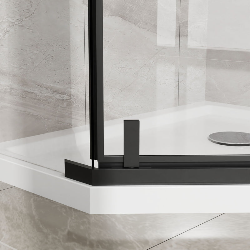 Goodyo - Neo Angle Frameless Shower Door With Acrylic Base Combo