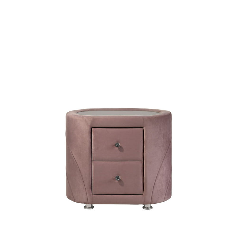 Salonia - Nightstand - Pink Velvet - Atlantic Fine Furniture Inc