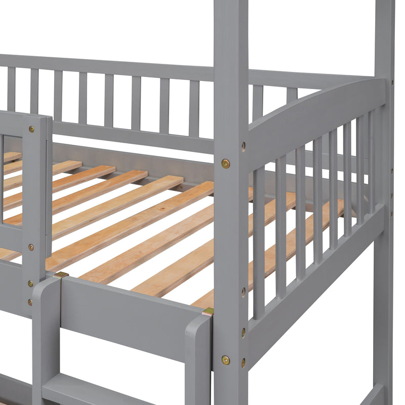 Twin Over Twin Bunk Bed With Slide, House Bed With Slide