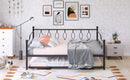 Full Size Metal Daybed with Twin Size Adjustable Trundle, Portable Folding Trundle, Black(OLD SKU:MF293730AAB)