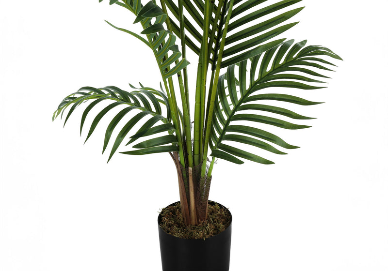 Artificial Plant, 57" Tall, Palm Tree, Indoor, Faux, Fake, Floor, Greenery, Potted, Real Touch, Decorative - Green / Black