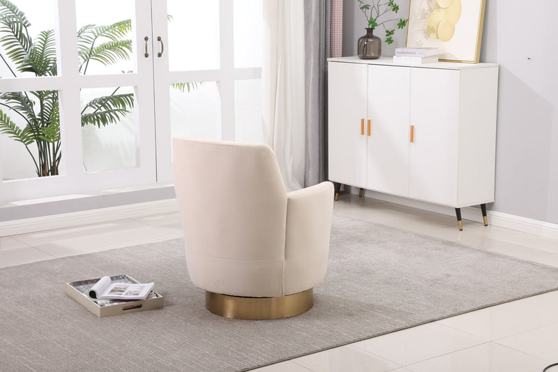 Swivel Barrel Chair, Swivel Accent Chairs Armchair For Living Room, Reading Chairs For Bedroom Comfy, Round Barrel Chairs With Gold Stainless Steel Base