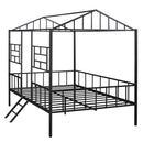 Metal House Bed Frame Full Size with Slatted Support No Box Spring Needed Black