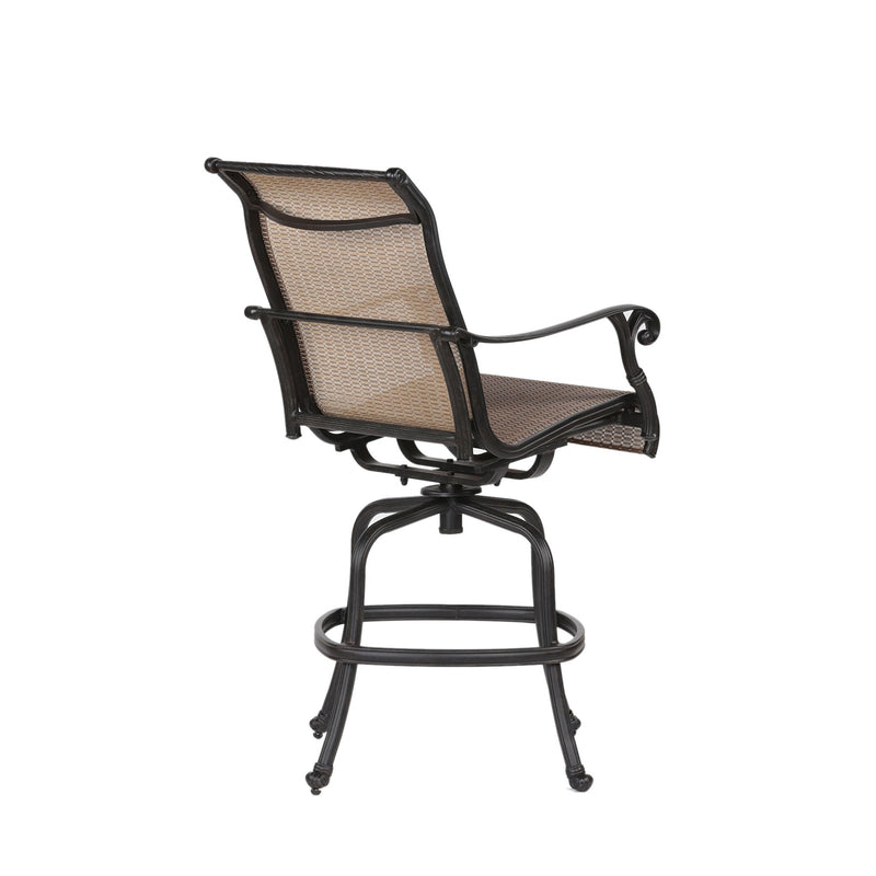 Outdoor Sling Counter Stool (Set of 2) With Aluminum Frame, All Weather - Dark Brown
