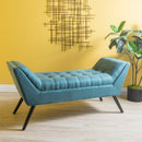 Modern Fabric Bench With Padded Seat And Wide U Shape Design - Teal