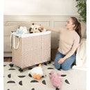 Laundry Hamper With Lid PE Rattan Powder Coating Frame Clothes Hampers With 2 Removable Bags