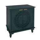 Hollow Carved 2 Door Accent Cabinet With Adjustable Shelf, Sideboard Buffet For Entryway, Living Room Or Bedroom - Blackish Green