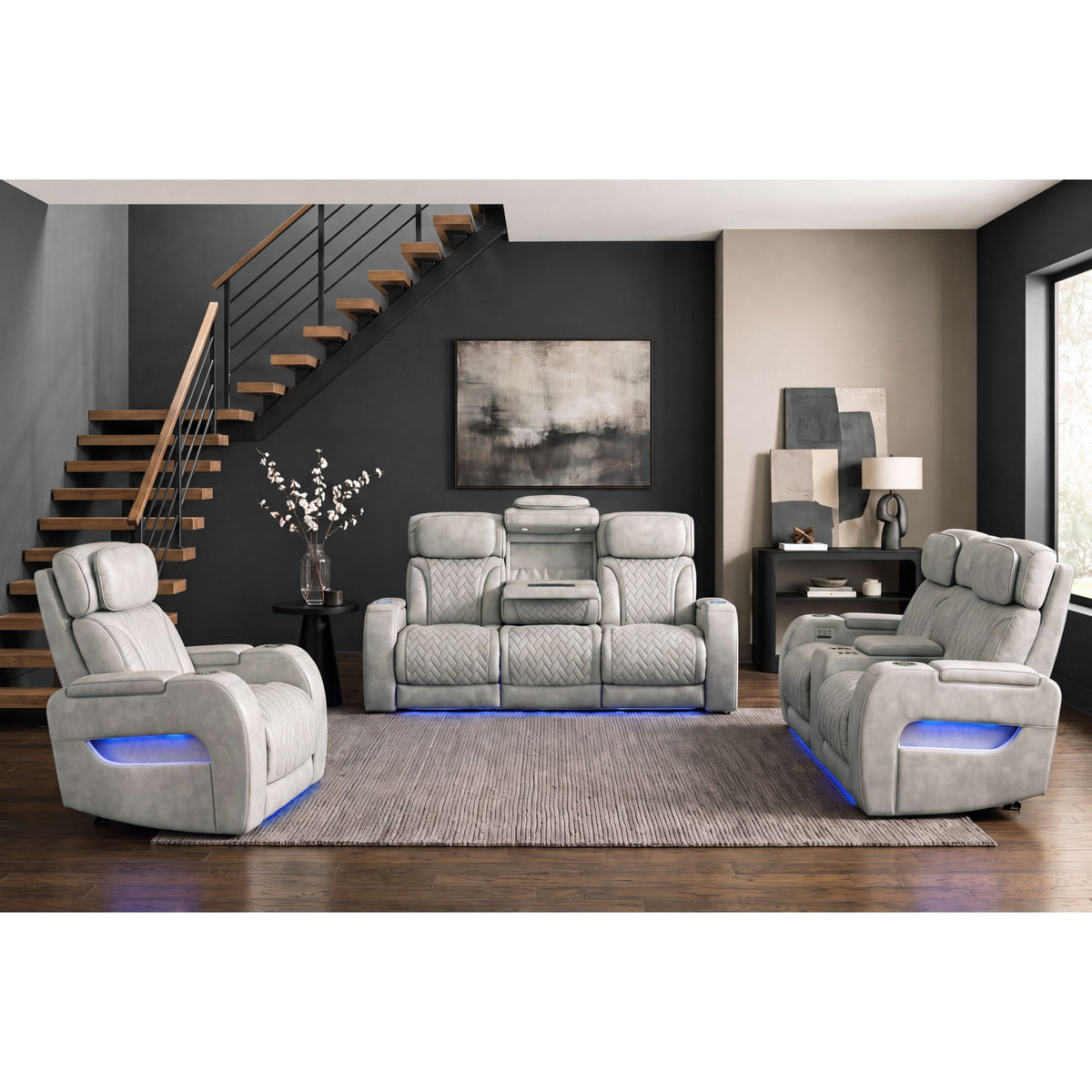 Prime Time Sofa Set in Black by Elements International, view 6