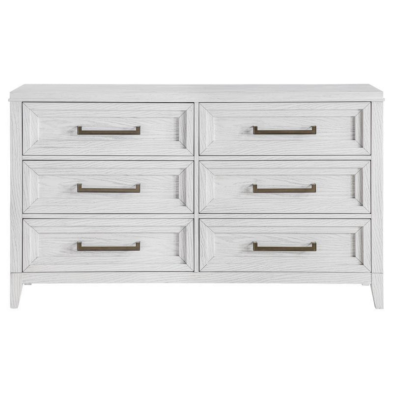 Marielle - 6-Drawer Bedroom Dresser - Distressed White