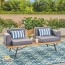 Outdoor Sofa With Cushions And Iron Legs - Dark Gray