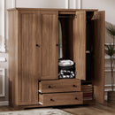 4 Door Wardrobe Armoire With 2 Drawers