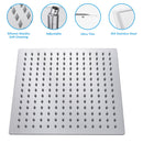 16" Square Rainfall Shower Head Fixed Wall Mount With Full Body Coverage & Self Cleaning Silicone Nozzles