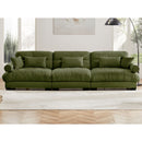 Modern Velvet Sofa With Bolstered Armrests And Pillows