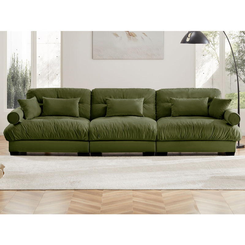Modern Oversize Sofa With Cloud Like Comfort, Featuring Waist And Throw Pillows