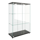 Modern Display Cabinet With LED Lights, Transparent Tempered Glass 2 Door Storage Case With 3 Shelves