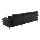 L Shaped Convertible Sectional Sofa 4 Seat Tufted Couch Set With Two Tone Adjust Legs Cloud Movable Ottoman