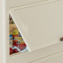 Portable Wardrobe Closet Storage Organizer With Magnetic Doors And Hanging Rod - Cream White