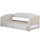 Extendable Daybed With LED Light And 2 Storage Drawers