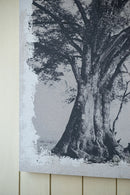 Large Arboreal Shelter Canvas Art Print, Traditional Style Floral Wall Art, Home Decor Accent Piece - Gray / White Matte