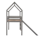Twin Loft Bed with Slide, House Bed with Slide,Gray(OLD SKU :WF286245AAE)