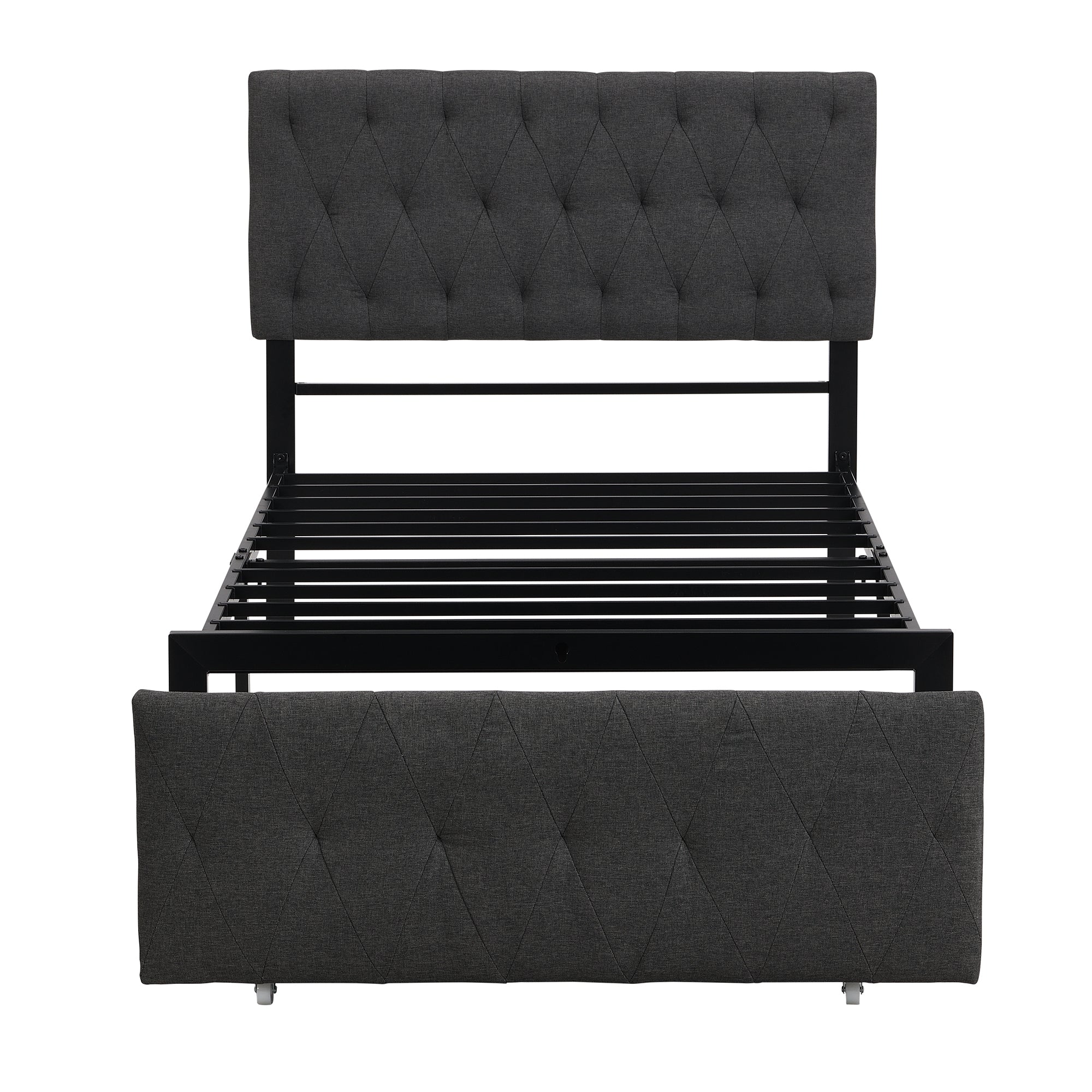 Twin Size Storage Bed Metal Platform Bed with a Big Drawer - Gray - Atlantic Fine Furniture Melbourne FL