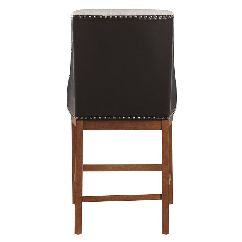 Gilsea - Counter Height Chair (Set of 2) - Fabric, Brown Synthetic Leather & Brown