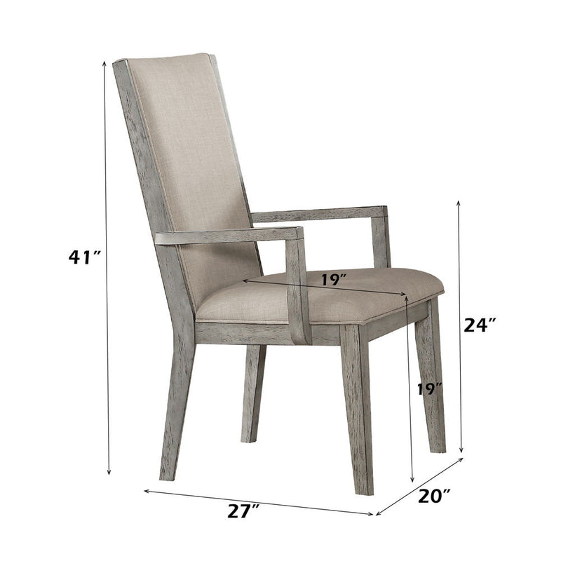Rocky - Arm Chair (Set of 2) - Fabric & Gray Oak