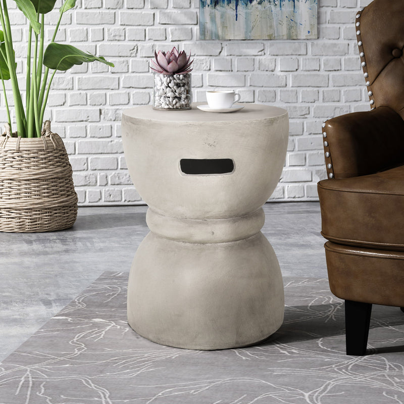 Outdoor Side Table With Hourglass Shape - Gray
