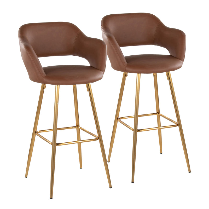 Margarite - Contemporary Fixed Height Barstool With Footrest (Set of 2) With Square