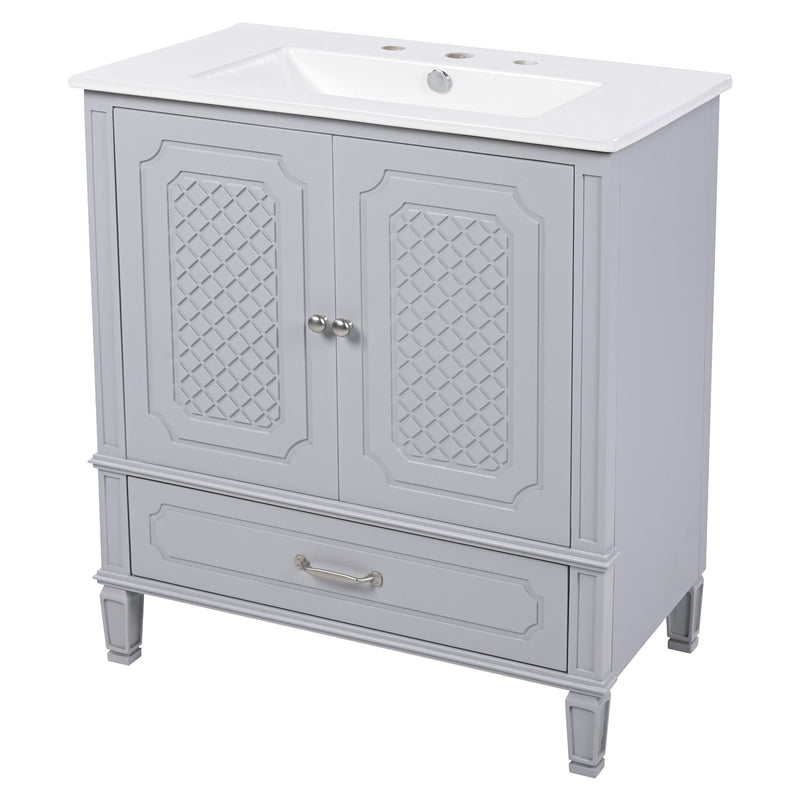 Vintage Style Bathroom Vanity With Sink, Multi Functional Storage, Soft-Closing Door