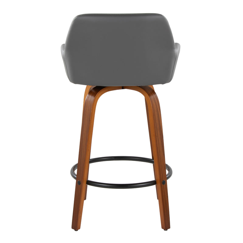 Daniella - Contemporary Fixed Height Counter Stool With Swivel With Round Footrest (Set of 2)