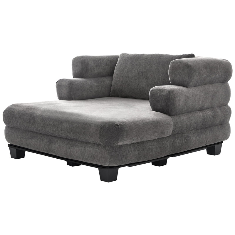 Oversized Chaise Lounge Sofa Bed With Deep Seat And Layered Armrests