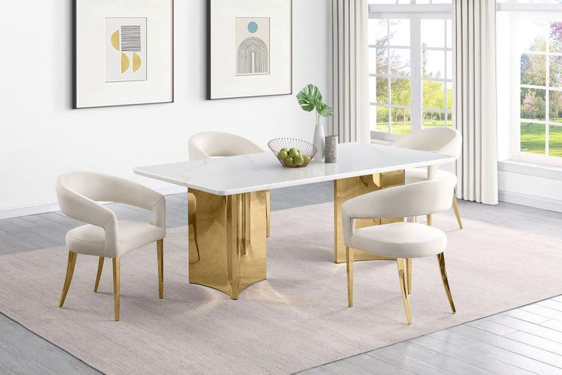 Telvin - Rectangular Marble Top Dining Table White - White Marble