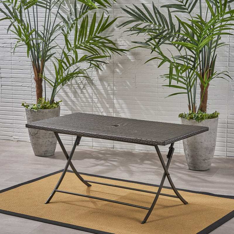 Saffron - Outdoor Rectangle Folding Dining Table - Brown Multi