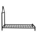Twin Size Metal Platform Bed with House-Shaped Headboard Design, Black